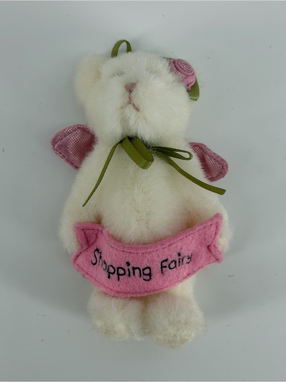 Boyds Bears White Plush Fairy Bunnie Ornaments - Birthday Fairy & Shopping Fairy - Picture 4 of 7